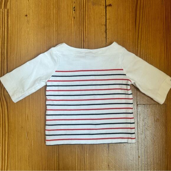 Janie and Jack red blue striped 3/4 sleeve nautical button shirt SIZE 3/6M - Picture 4 of 4